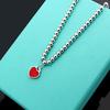 Yibaijia T-Home Love Necklace 925 Sterling Silver Red Heart Enamel Pendant