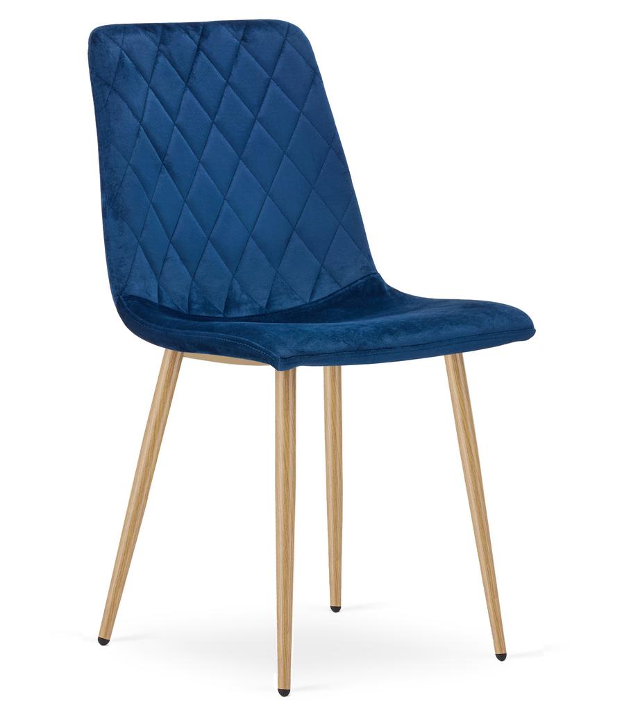 TURIN chair - navy blue velvet / wood-colored legs x 1
