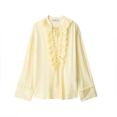 Летний европейский и американский стиль, свободный крой, V-образный вырез, многослойное декоративное кружево на шнуровке, юбка и рубашка с длинными рукавами