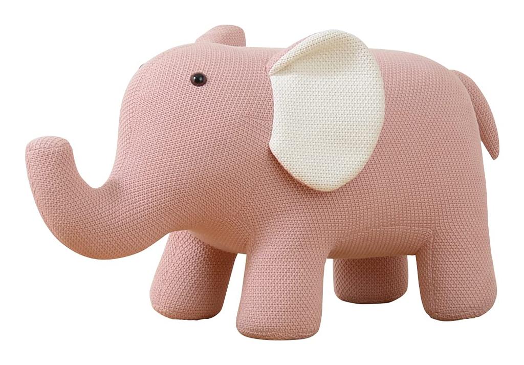 Sekikagu Plush Animal Stool, Elephant, 80kg Weight Capacity, Cotton Woven, Pink, Spoon Me, 332583
