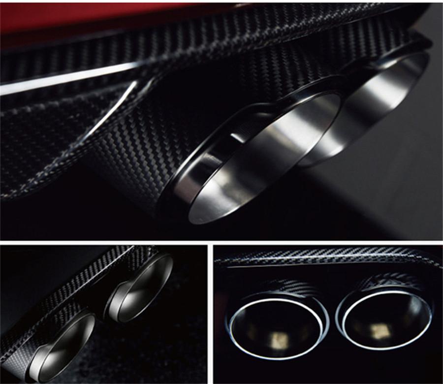 Universal Glossy 100% Real Carbon Fiber 63mm In 89mm Out Car SUV Dual Pipe Right Exhaust Pipe Tail Muffler Tip Blue
