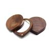 Mini Black Walnut Wood Makeup Mirror Rotatable Foldable Rotating Cosmetic Mirror Round Magnetic Closure Compact Pocket Mirror