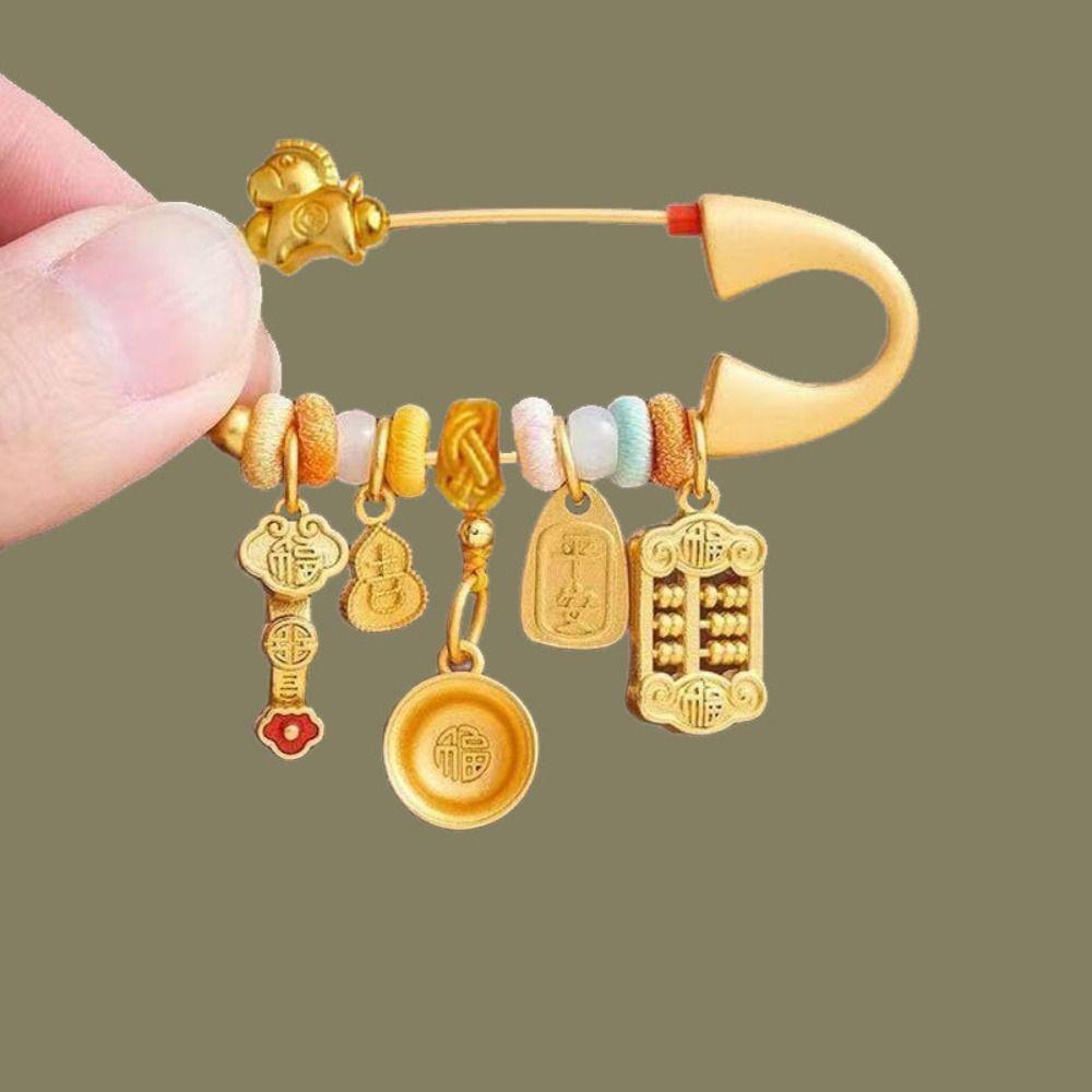 Брошь-подвеска в виде золотой лошади по знаку зодиака, пони с пескоструйной обработкой, защитная брошь, для новорожденного