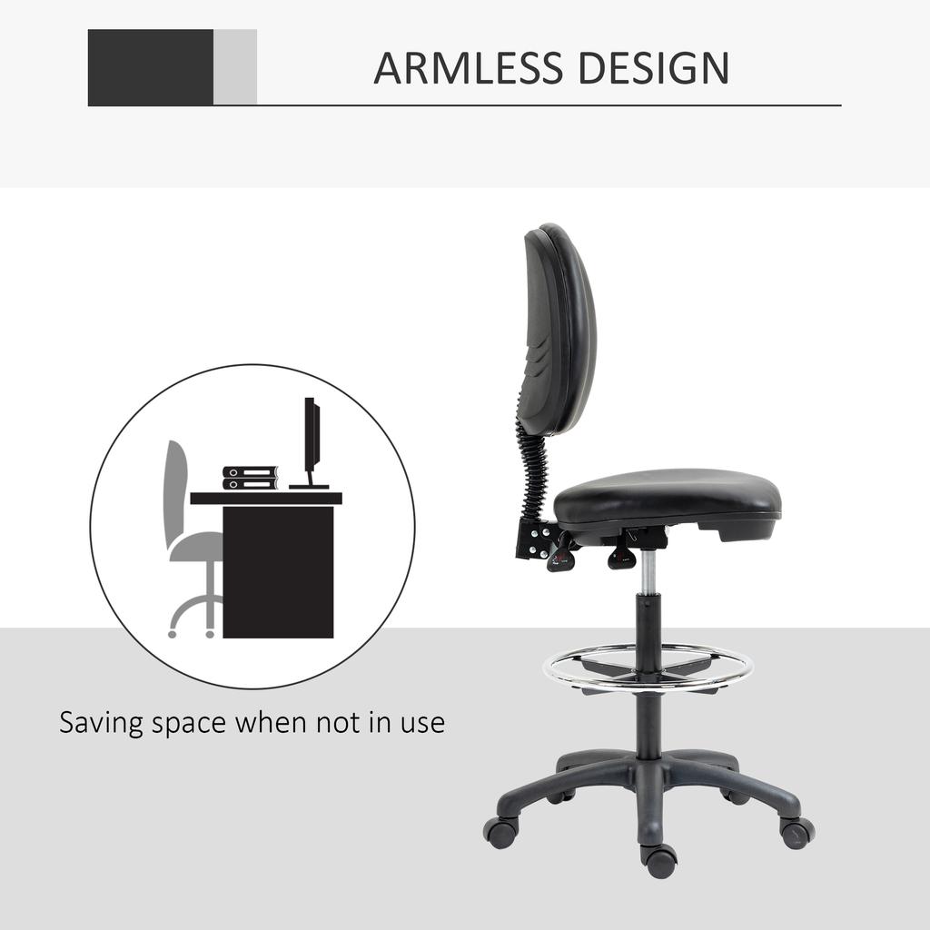 Height Adjustable Rolling Stool 69 91 Cm With Reclining Backrest And Adjustable Footrest