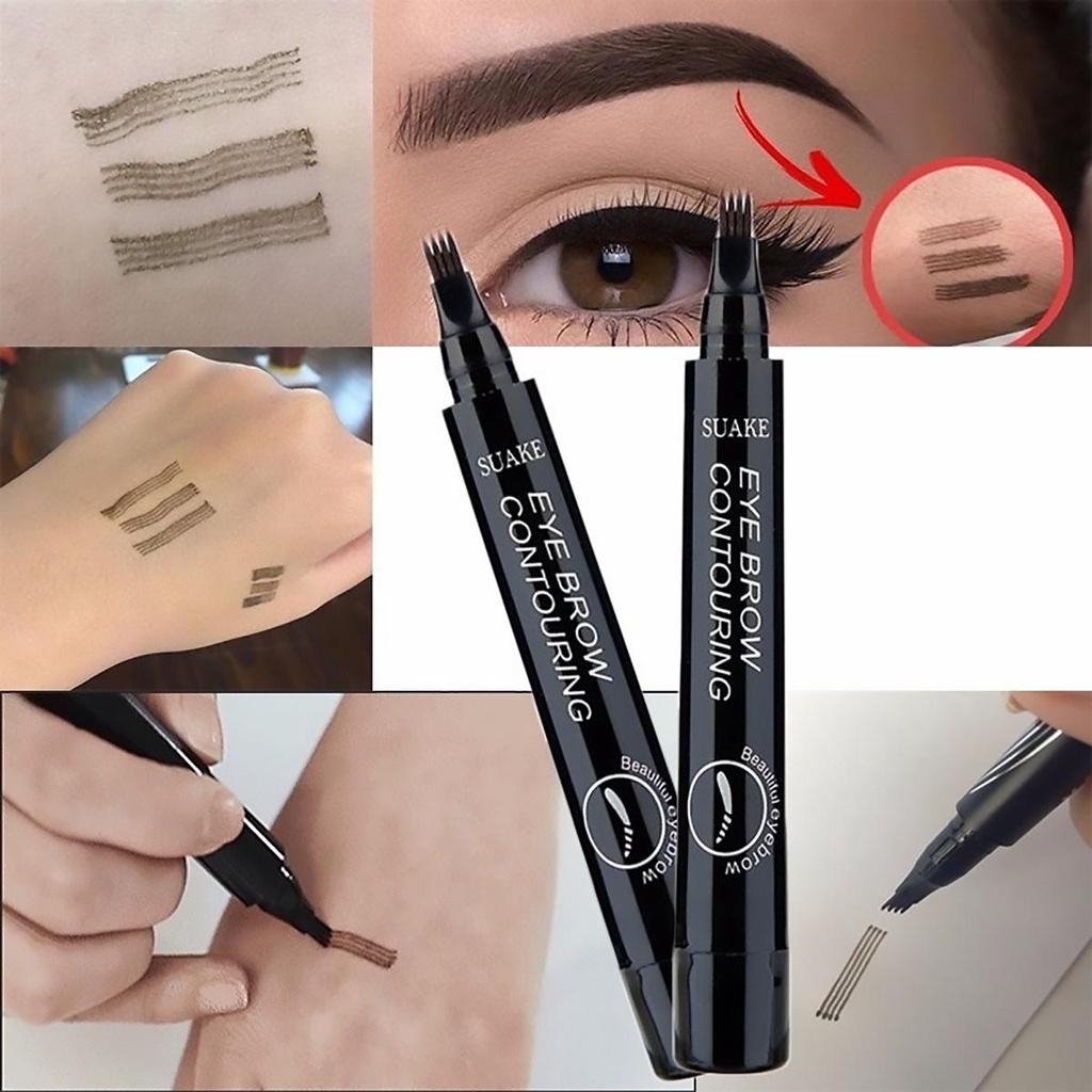Four Fork Eyebrow Pencil Waterproof Non-makeup Natural Three-dimensional Color Liquid Eyebrow Pencil Lasting Setting Women's Cosmetics Makeup