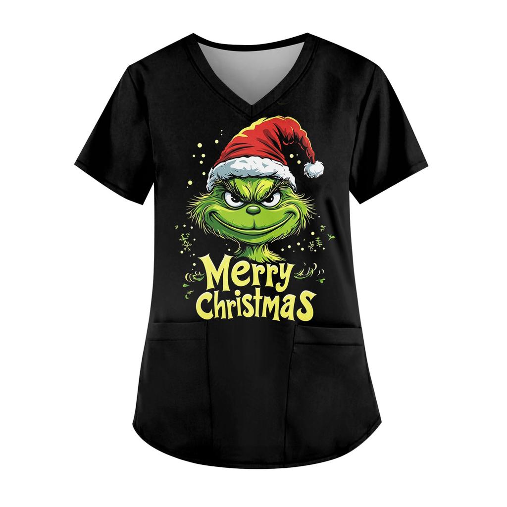 Women's V-neck Fashion Casual Printed Tops And Protective Workwear