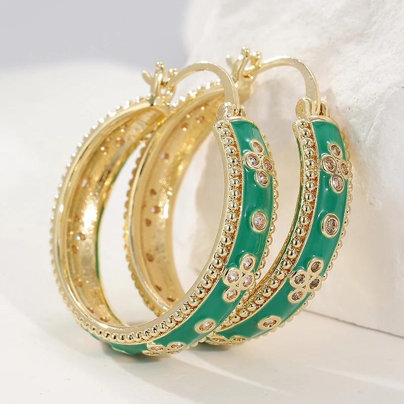 Черный Кристалл Белый Циркон Шахматная Квадратная Камень Серьги-Кольца для Женщин Винтажный Золотой Цвет Ушная Пряжка Свадебные Ювелирные Изделия Подарки