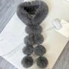 Women Scarf Solid Color Soft Imitation Fox Fur Shawl with Plush Balls Decor Autumn Winter Thickened Warm Scarf