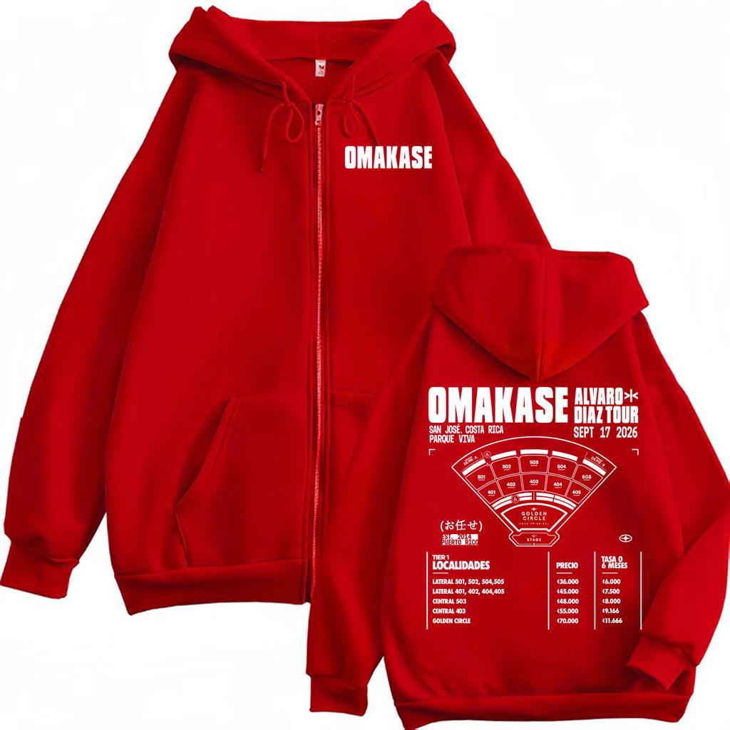 Omakase Album Alvaro Diaz Tour Zipper Hoodies Men Women Harajuku Hip Hop Punk Sweatshirts Jacket Coats