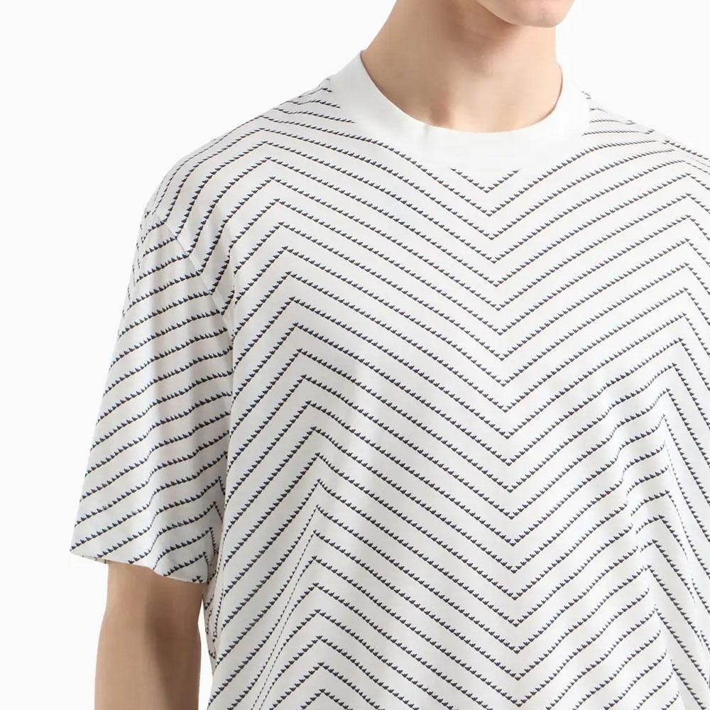 EMPORIO ARMANI Lyocell Blend jersey T shirt With Macro Chevron Print And Micro Eagle 6D1TQ3-1JOSZ-F143