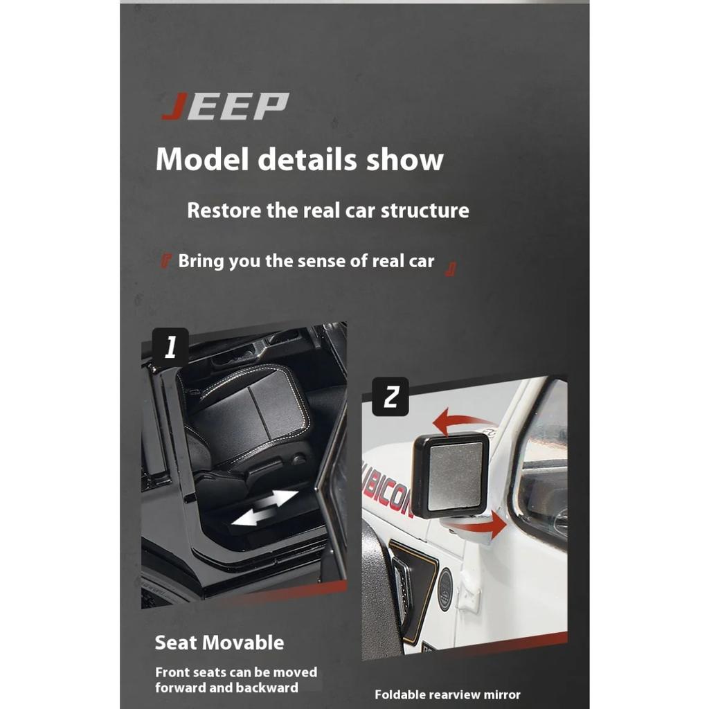 Игрушечная модель автомобиля Jeep Wrangler из сплава в масштабе 1/18 со звуковыми и световыми эффектами - идеальный подарок для детей и коллекционеров