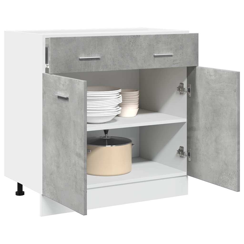 vidaXL Schubunterschrank Lyon Betongrau 80x46x81,5 cm Holzwerkstoff