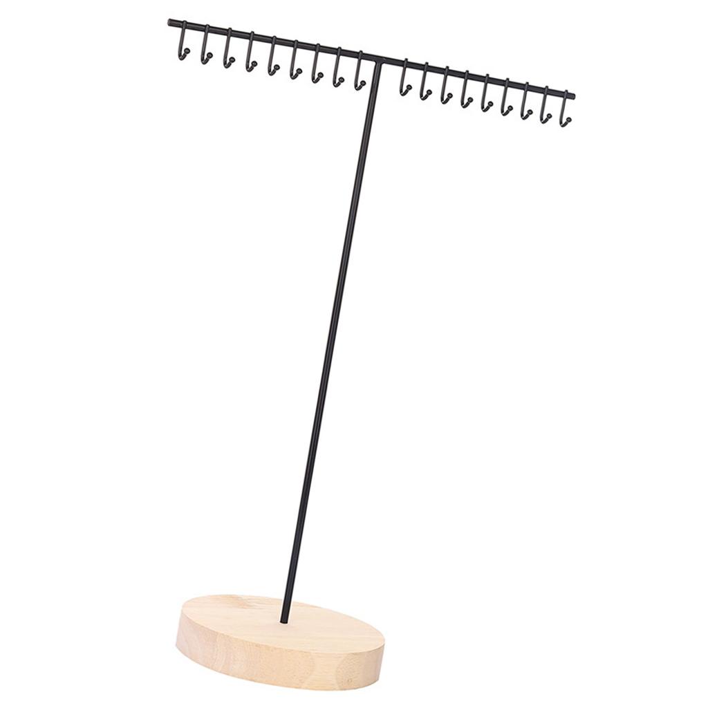 Elegant Iron Necklace Display Holder Effective Iron Necklace Holder with Wood Base Sturdy Jewelry Display Stand Rack