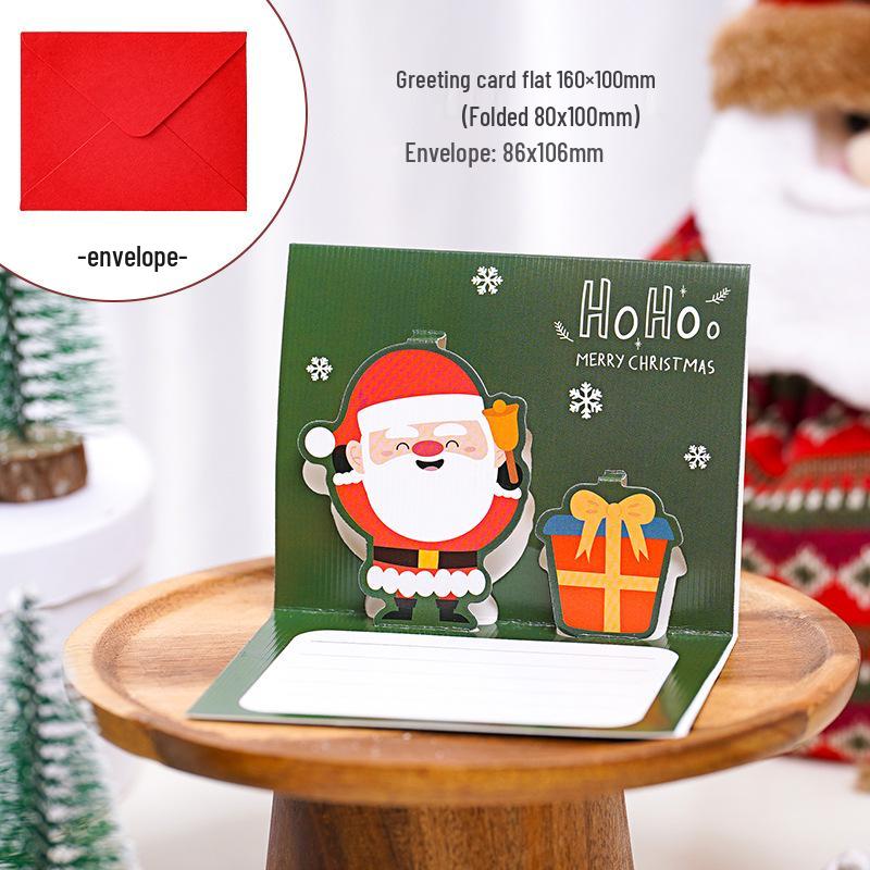 3D Christmas Pop-up Cartoon Greeting Card with Envelope - Christmas Eve Blessing Gift