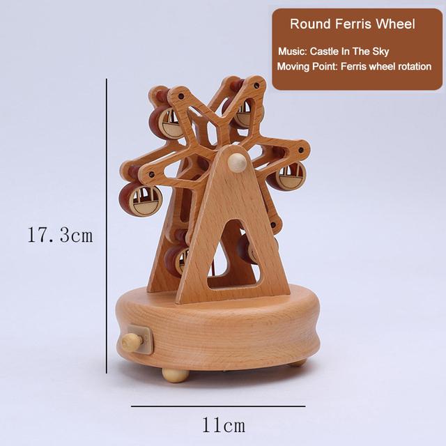 D2 Carousel Musical Box Wooden Music Box Wood Crafts Retro Birthday Gift Vintage Home Decoration Valentine's Day Gift Girlfriend