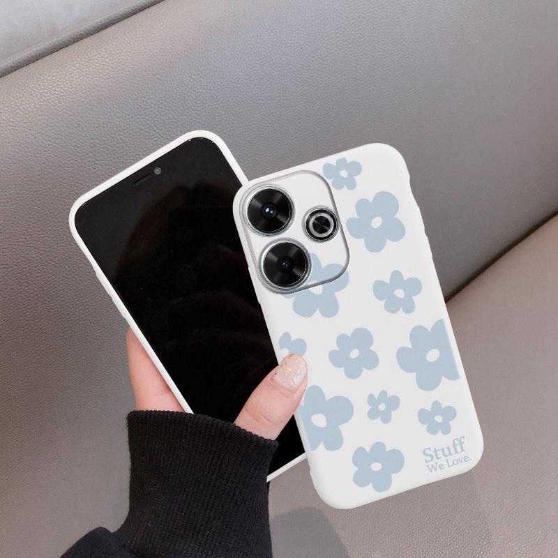 Мягкий силиконовый чехол с цветком для Samsung A55 M35 S24 Redmi Note 13 Pro 13C 14 Xiaomi Poco C65 iPhone 15 Huawei Honor 200 Realme 9 Camera Противоударный чехол