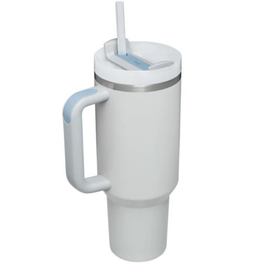 Изолированный стакан на 40 унций с крышкой и трубочками Стакан для кофе из нержавеющей стали с ручкой Вакуумная герметичная кофейная чашка