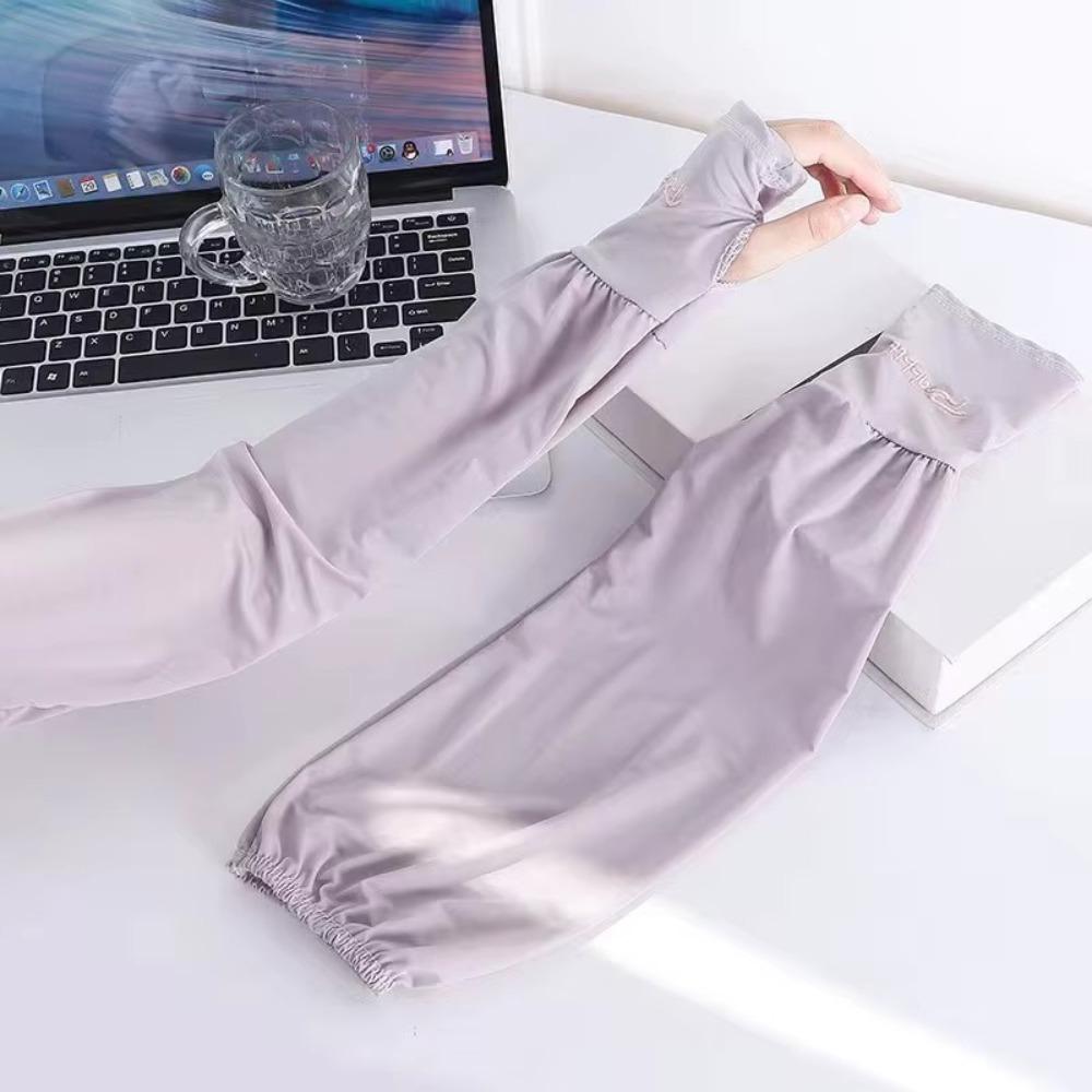 2PCS/Pair Long Length Ice Silk Sleeves Breathable UV Protection Sleeves  Driving