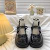 2025 Summer New Shallow French Retro Thick Heel Platform Small Leather Shoes Single Shoes Fashion Round Head Mary Jane Single Shoes Women