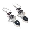 Natural Black Onyx, Amethyst Gemstone 925 Sterling Silver Earring 2.36" E3h95