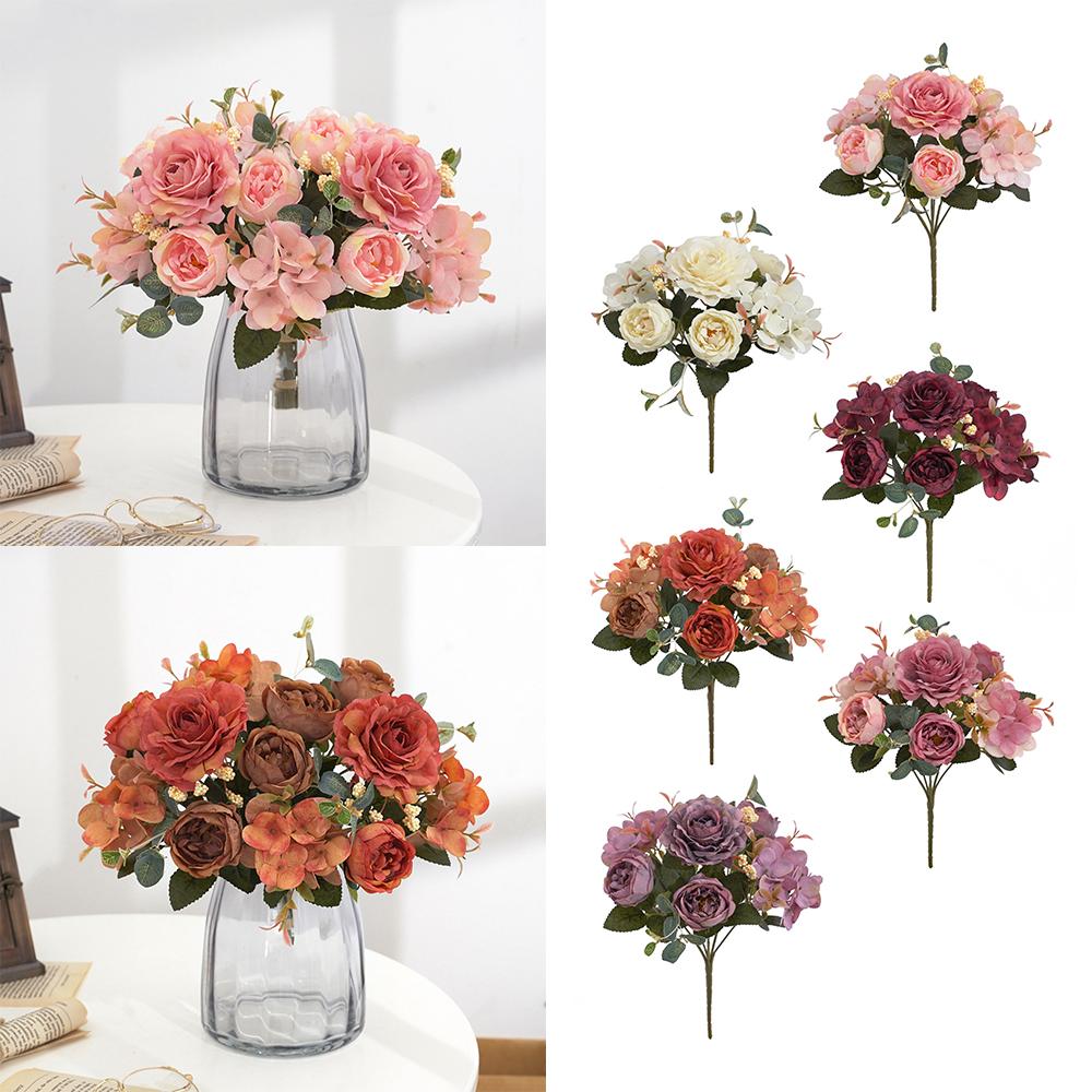 Silk Peony Artificial Flowers Fake Bouquet Wedding Party Decor