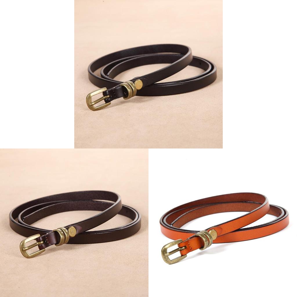 Тонкий кожаный ремень с металлической пряжкой в минималистичном стиле для рубашек