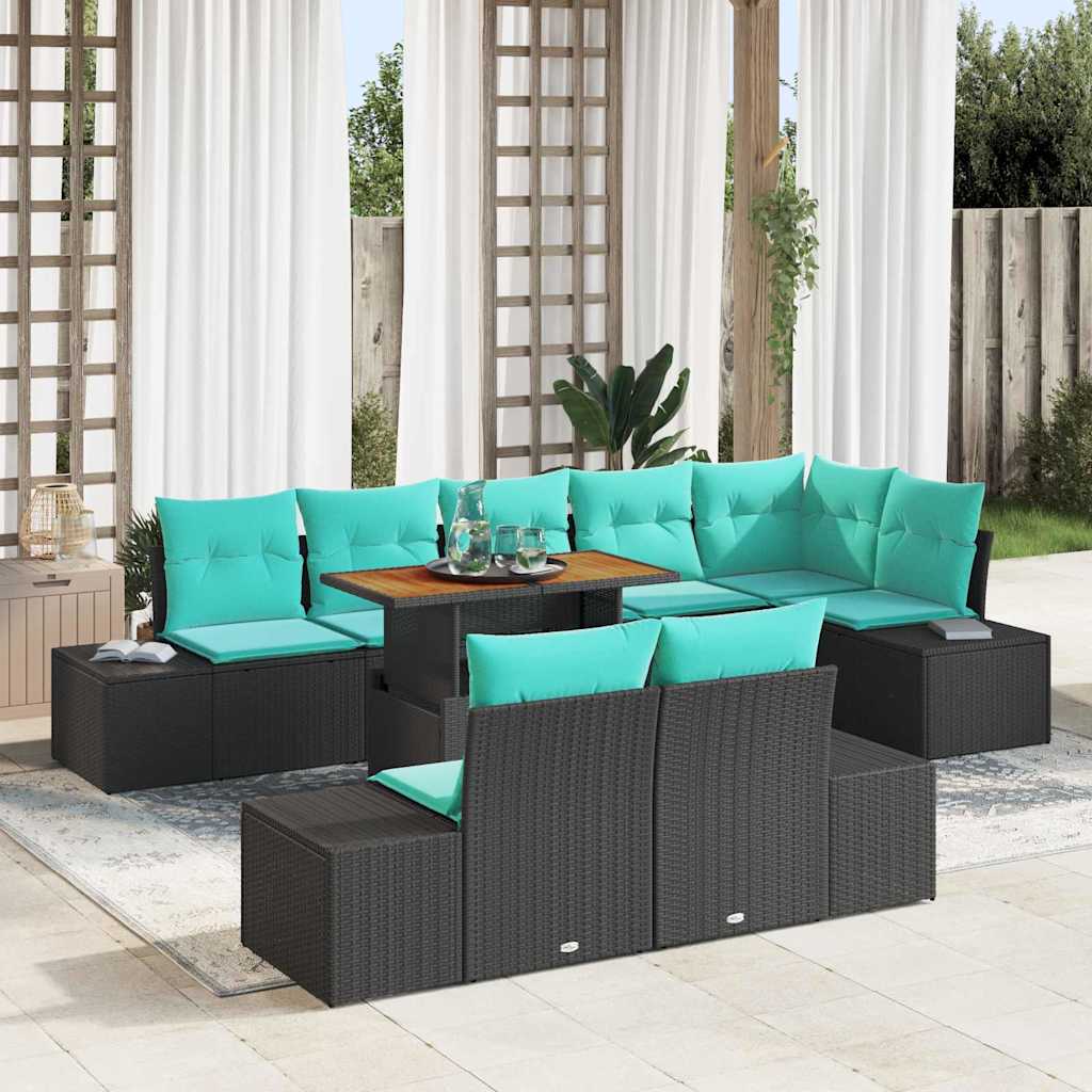 Garden Dining Set 9 pcs. 8 Seater Black and Teal