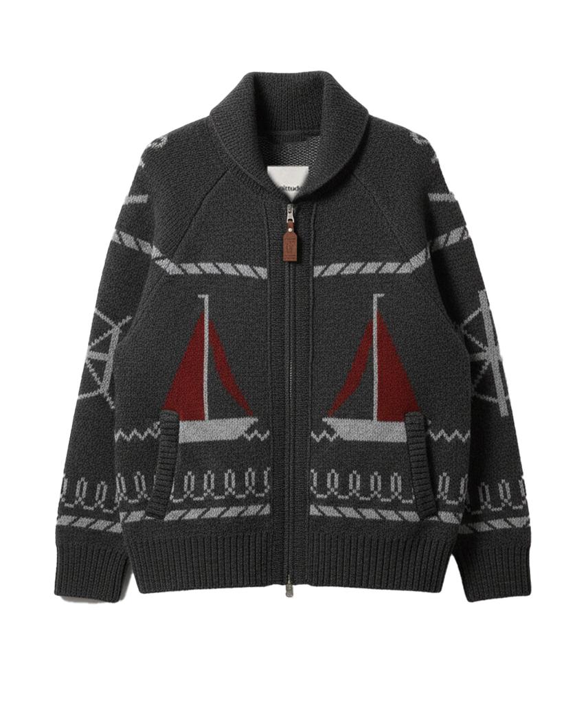 ENNITTUDE Wool Blend Cowichan Zip-Up Jacket For Men
