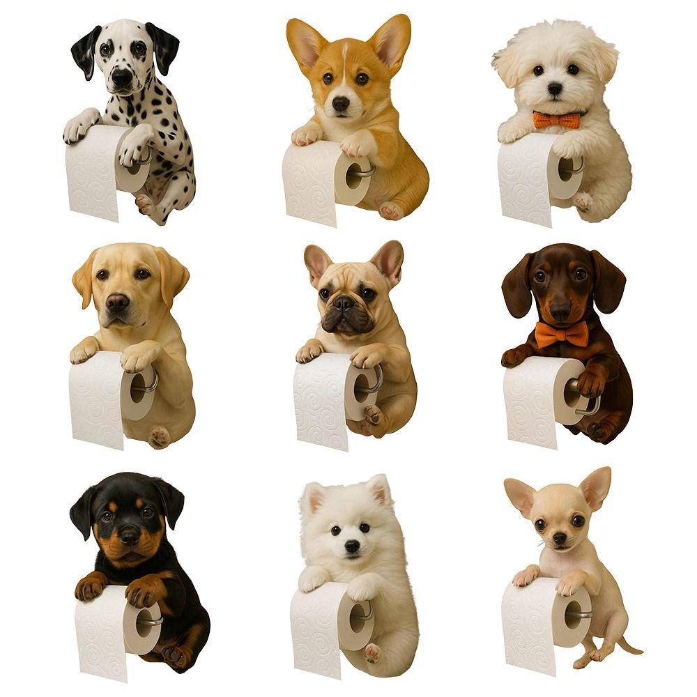 Cute Animal Design Dog Toilet Paper Holder Wall Mounted Kitchen Tissue Dispenser for Home Use