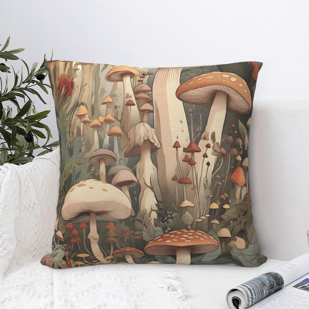 Mushroom Cartoon Pillow Case Forest Plant Cushion Cover Novelty Zippered Decorative Throw Pillow Case Cover for Living Room
