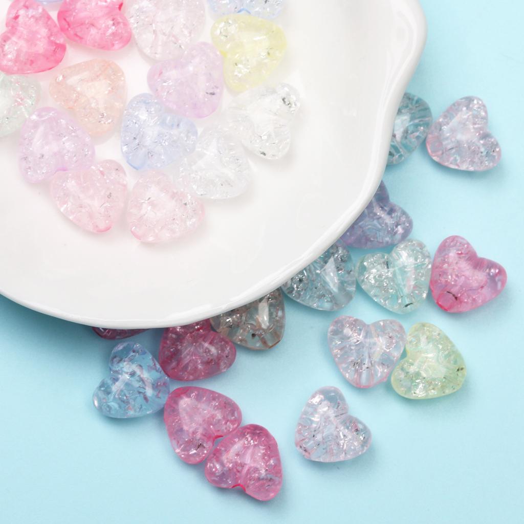 Creative Handmade 9.8*11mm Heart Shape Jewelry Accessories DIY Crack Loose Beads Fashion 50Pcs