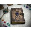 Triple Moon Vintage Leather Journal for Men & Women 200 Pages of Antique Handmade Deckle Edge Vintage Paper, Gifts for Him Her