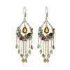 Light luxury heavy industry long crystal fringed earrings ethnic style exaggerated ear hook niche design versatile temperament earrings women
