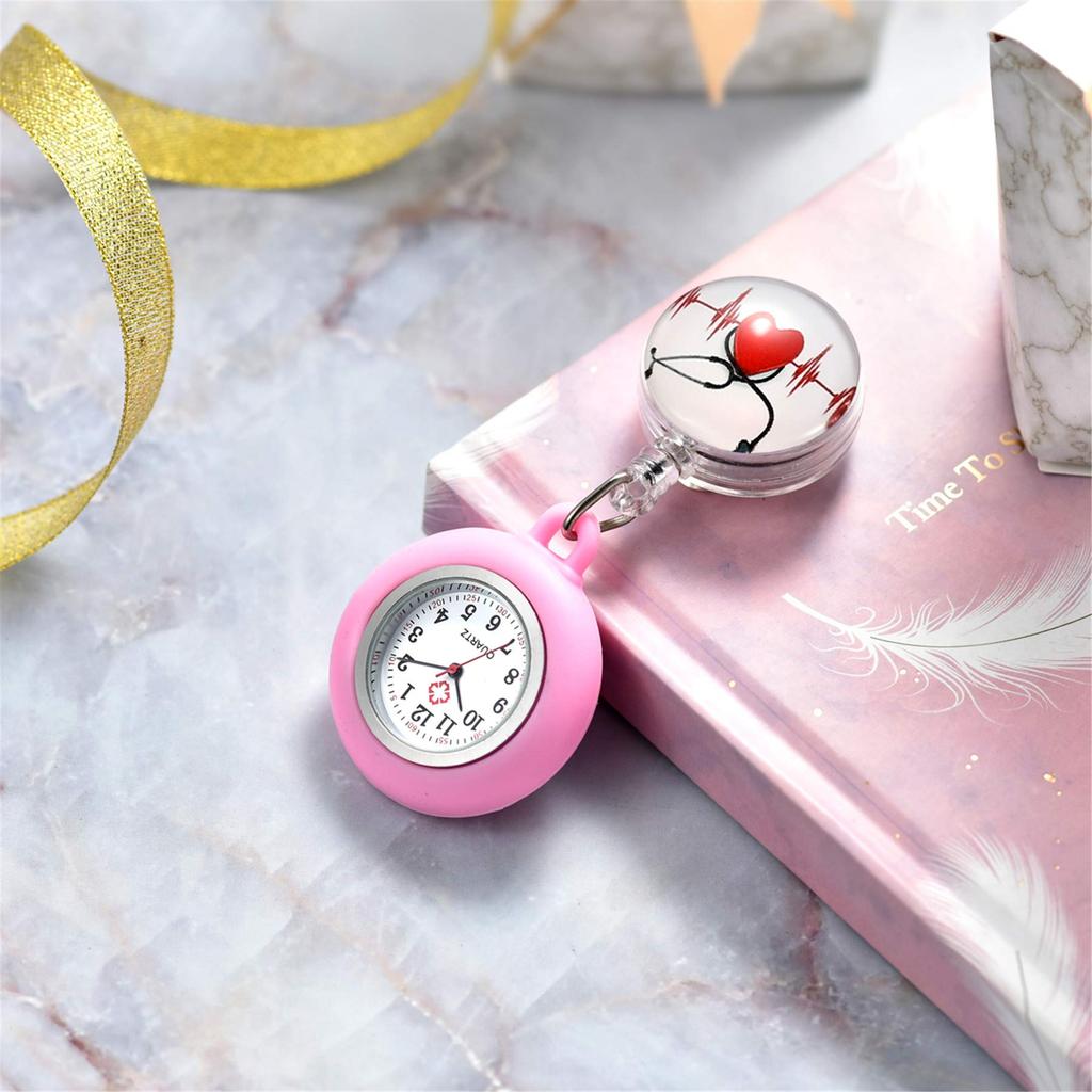 Lancardo Nurse Nurse Pocket Pocket Nursery Pink Watch, Watch, Watch, Watch, Силикон, Съемный, Растягивающийся, Мужской, Женский, Милый, Сердце, Учитель,