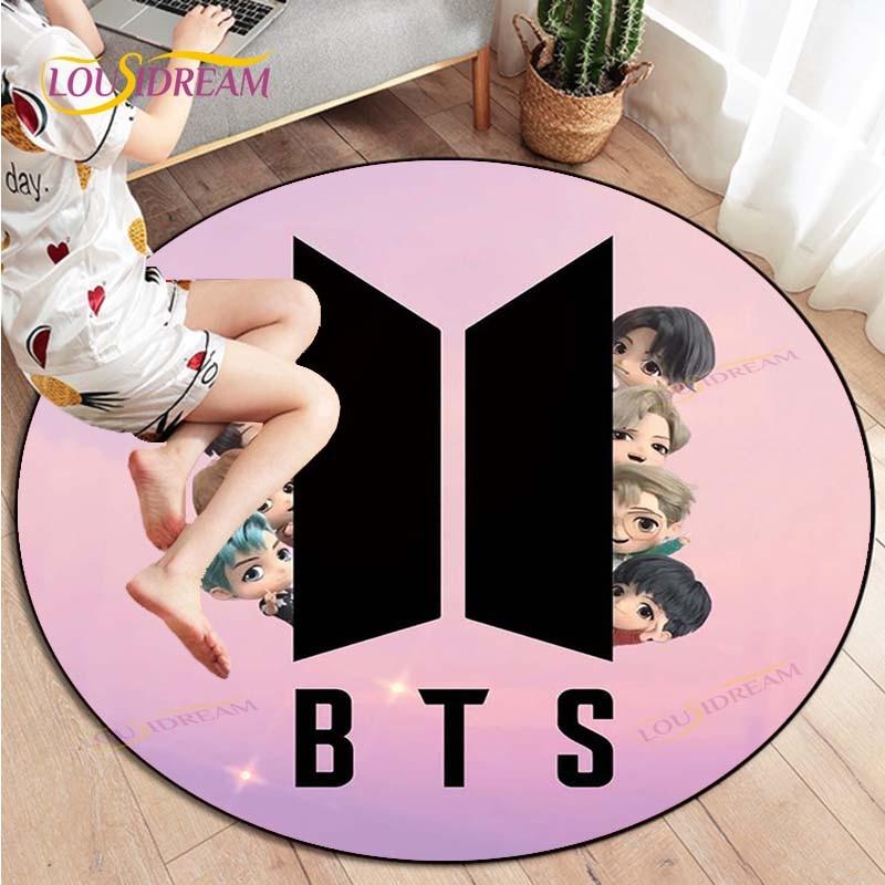 Ковер для гостиной Детский Новейший K-pop Bangtan Boys 3D Круглые коврики для журнального столика Домашний Детский напольный ковер Покрытие Противоскользящий