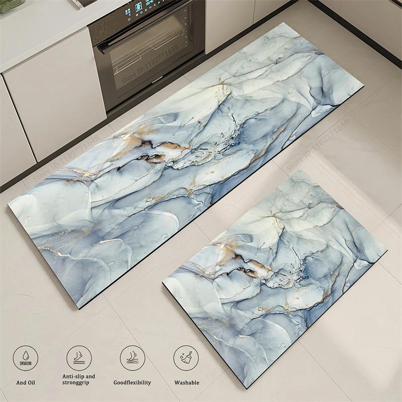 Роскошный мраморный узор, нескользящий коврик для ванной, впитывающий коврик для унитаза, коврик для двери в спальню, коврик для ванной комнаты, коврики для кухни