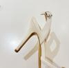 Fashion New Spring 2025 White High-Heeled Women'S Pearl Bow Lace Pointed Toe Sexy And Versatile Sandals