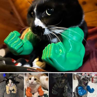 2 шт. Костюм мускулистой руки кошки Кошачья шея рука с мышцами 3D-печать Косплей супергероя Питомец Пародийная игрушка Смешной реквизит для фото кошки Аксессуар