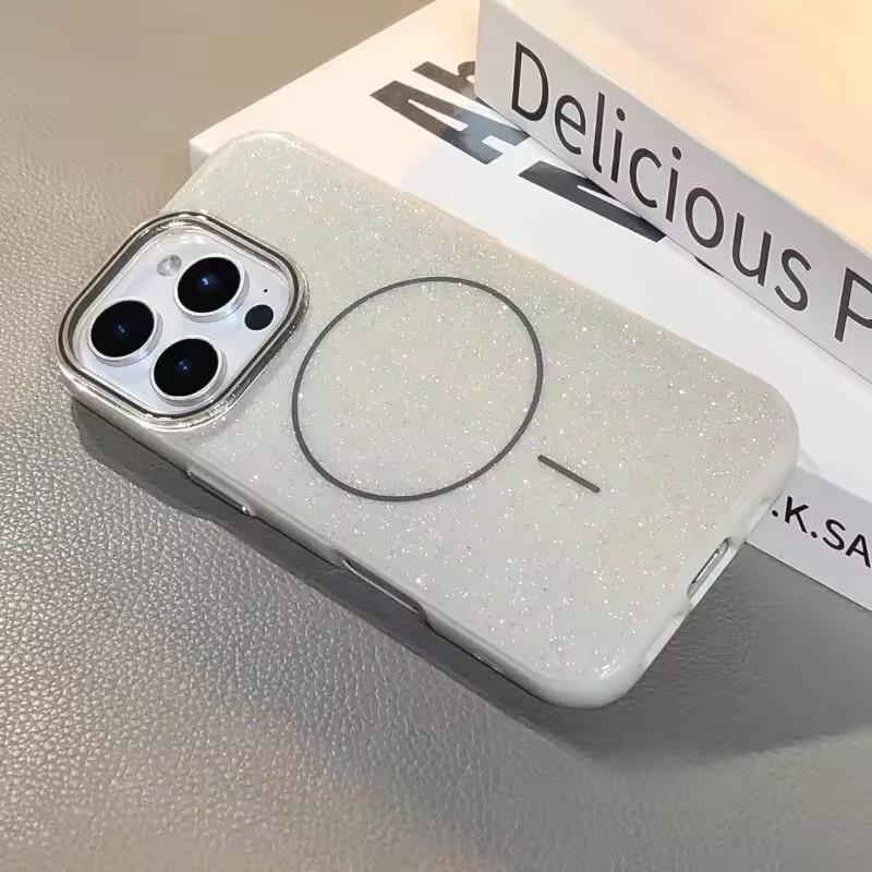 Роскошный блестящий чехол Magsafe Magnetic Case для iPhone 16 13 15 14 11 12 Pro Max Wireless Charge Силиконовый противоударный чехол