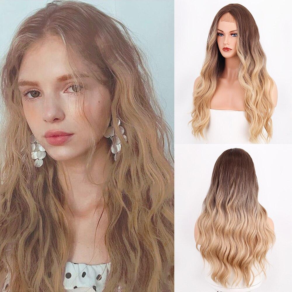 MERISIHAIR Объемные волны, кружевные передние парики для женщин, коричневые и белые цветные синтетические волосы, бесклеевые кружевные парики с натуральной линией волос