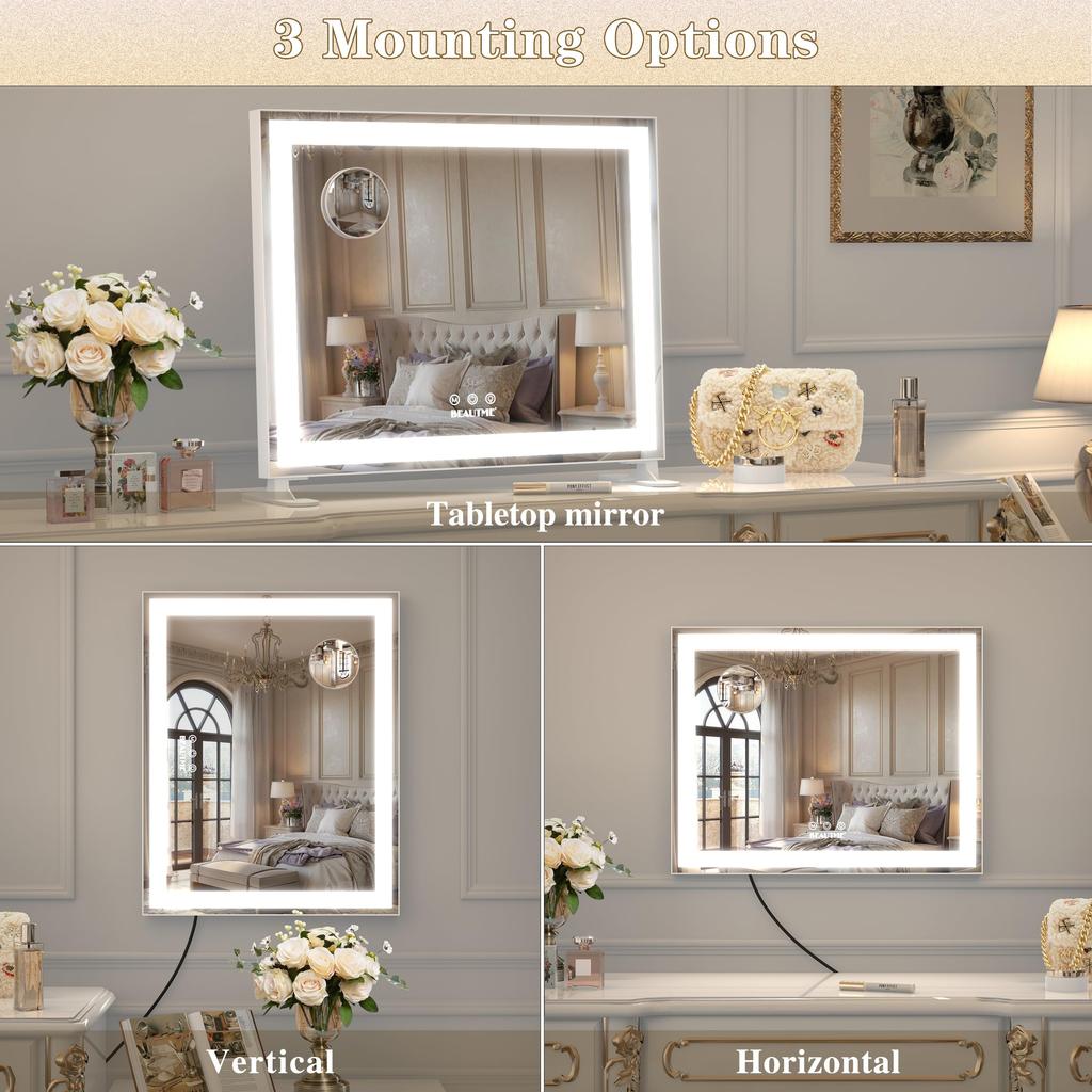 ANYHI Зеркало для актрисы, настольное, голливудское зеркало, зеркало для актрисы, настенное, светодиодное, поясное, зеркало для актрисы, светодиодное, подсвечиваемое, зеркало для макияжа, 3 режима освещения, регулируемое
