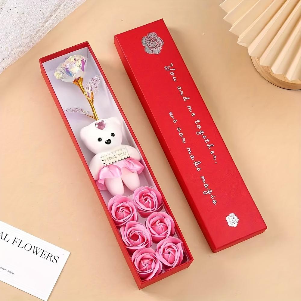 Creative Gift Box with Plush Bear And Artificial Roses - Ideal for Weddings, Birthdays, And Special Occasions, Romantic Gift Box|Playful Design
