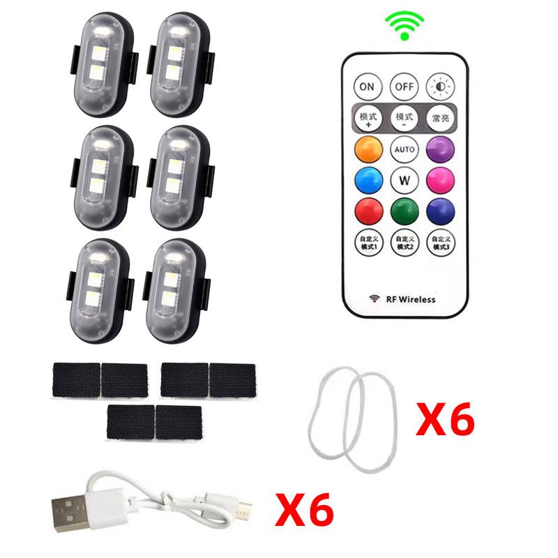 RGB светодиодный авиационный стробоскопический светильник с дистанционным управлением, беспроводной мотоциклетный фонарик, предупреждающие огни для самолета, вертолета, велосипеда, автомобиля