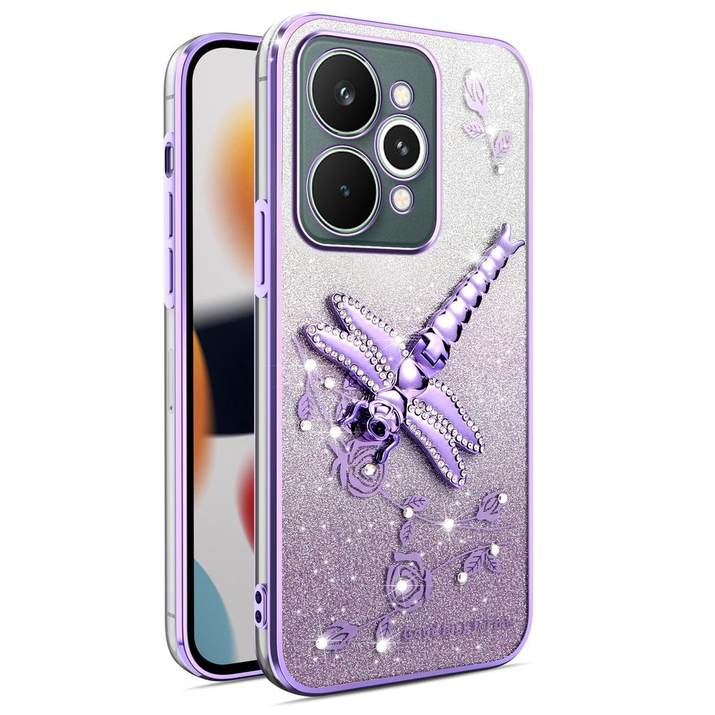 For Realme 15 Pro 5G Case Dragonfly Kickstand TPU Flowers Glitter Phone Cover