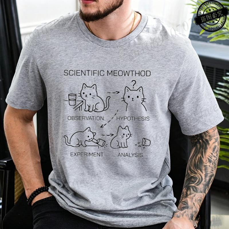 Summer Scientific Cat Tshirt Funny Science Cat Teacher Student Graphic Tee For Boys And Girls Casual Cool Clothing