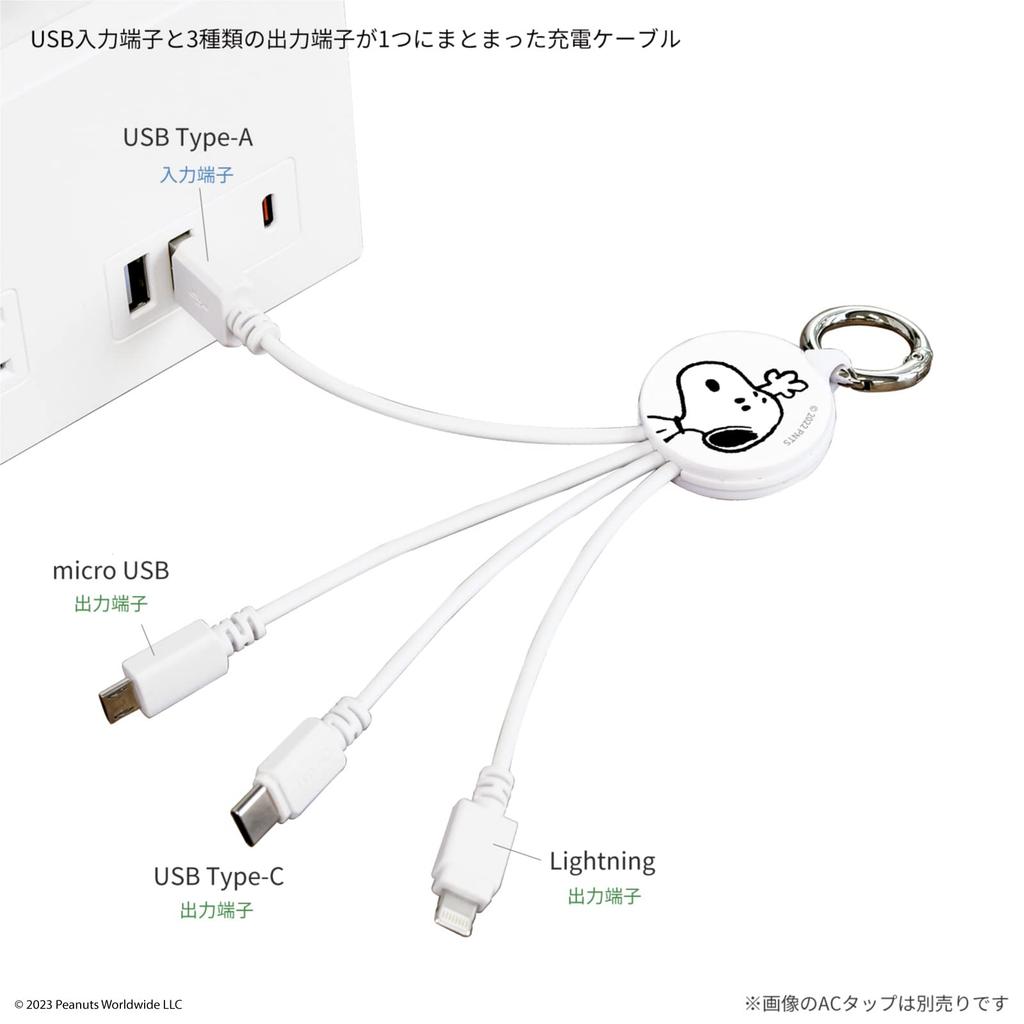Gourmandise Peanuts Cable Snoopy Multi-Charging SNG-725A