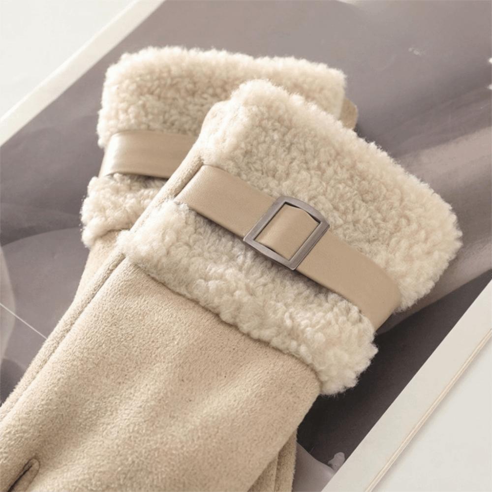 Fleece Women Suede Gloves Windproof Cycling Mittens Fashion Winter Women's Gloves Mom