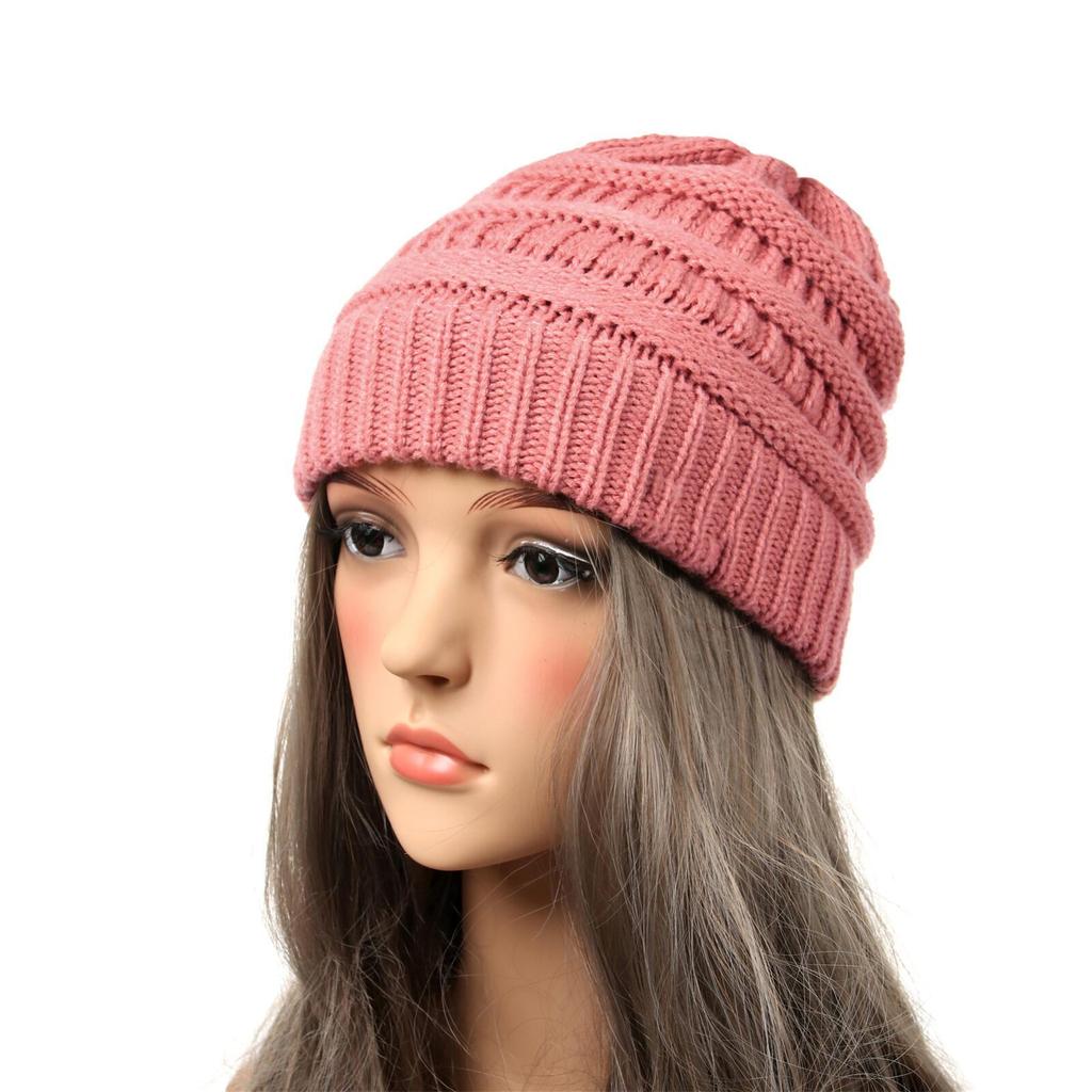 New Autumn And Winter Wool Cap European And American Women's Capped Cap Warm Knitted Cap Simple Solid-Coloured Cap