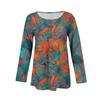 Женский повседневный модный свободный топ с круглым вырезом и цветочным принтом, с длинным рукавом