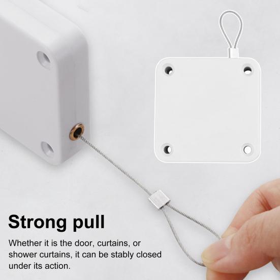 Automatic Door Closer with 1.2M Steel Wire Adjustable Punch Free Wall Mount Bedroom Bathroom Shower Curtain Sliding Screen Door Opener Closing Device